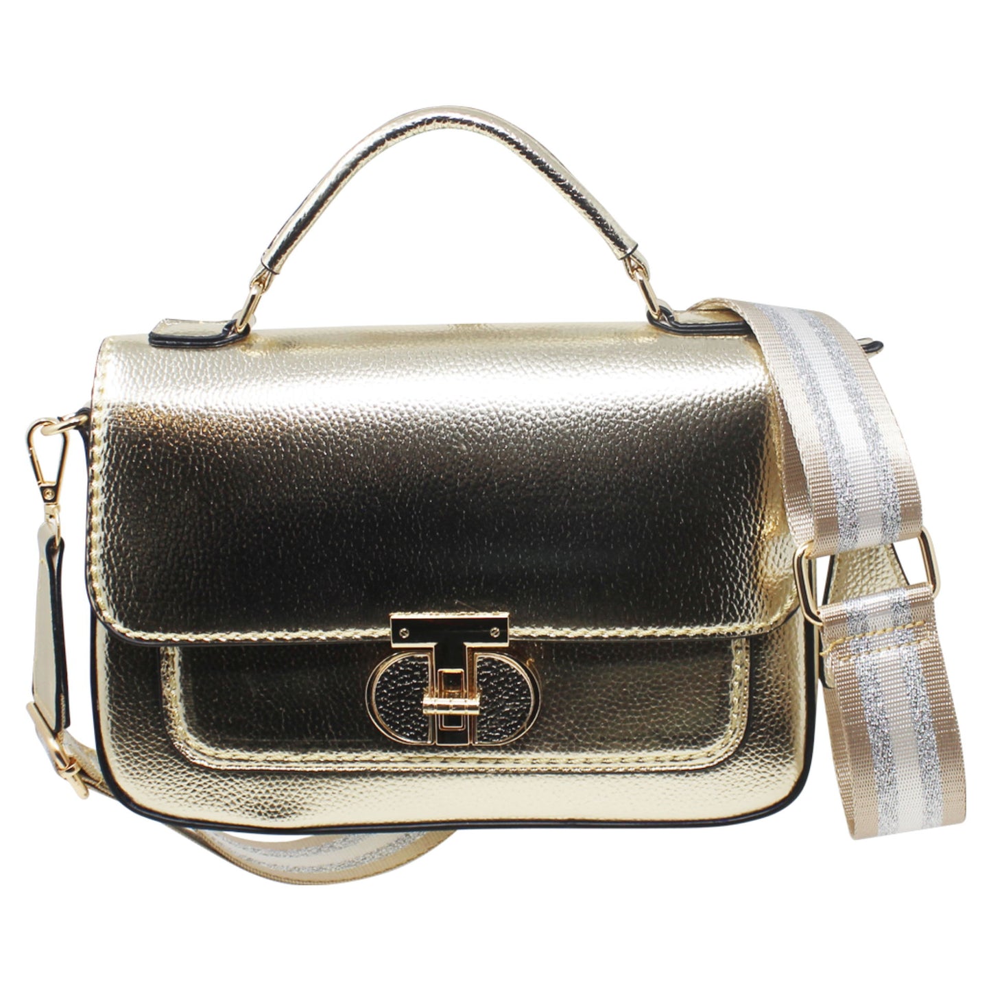 Metallic crossbody bag with changeable strap - in seven colours