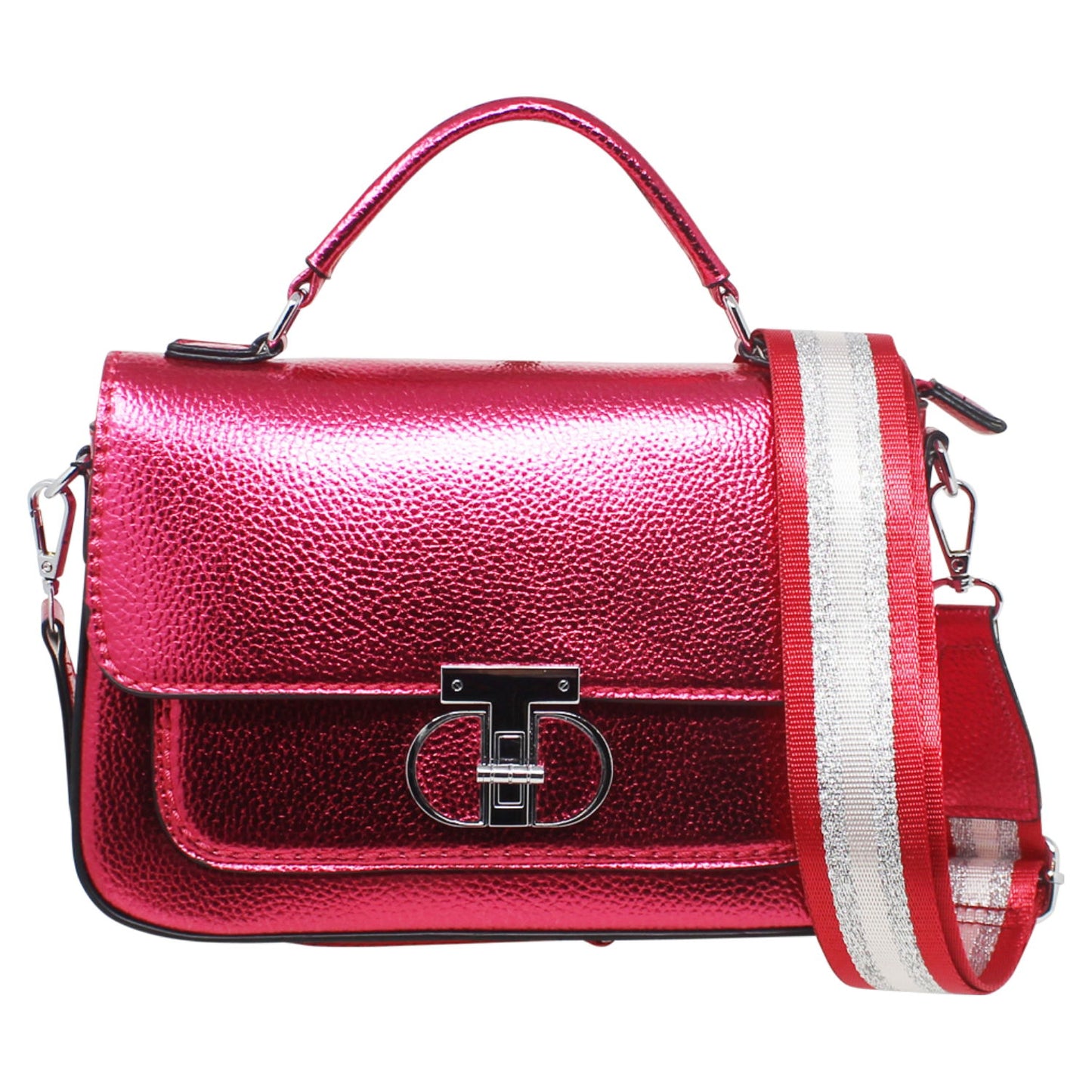 Metallic crossbody bag with changeable strap - in seven colours