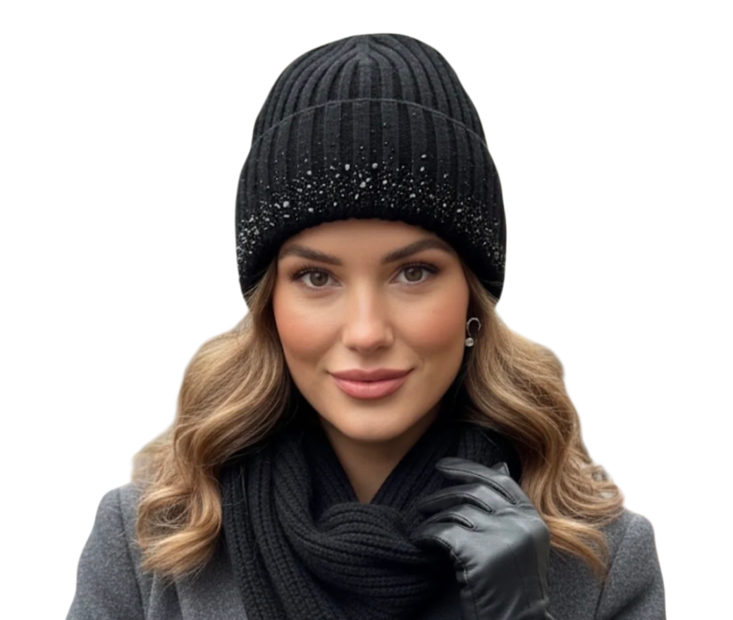 Diamanté jewel winter hat in four colours