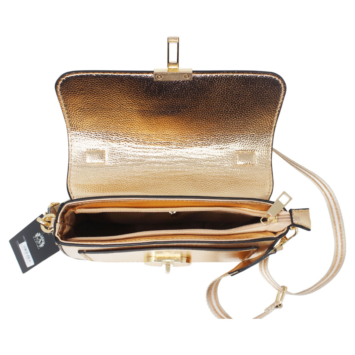 Metallic crossbody bag with changeable strap - in seven colours