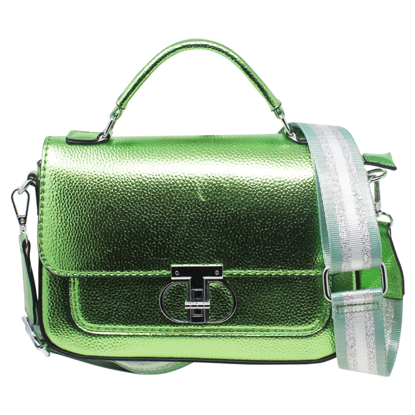 Metallic crossbody bag with changeable strap - in seven colours