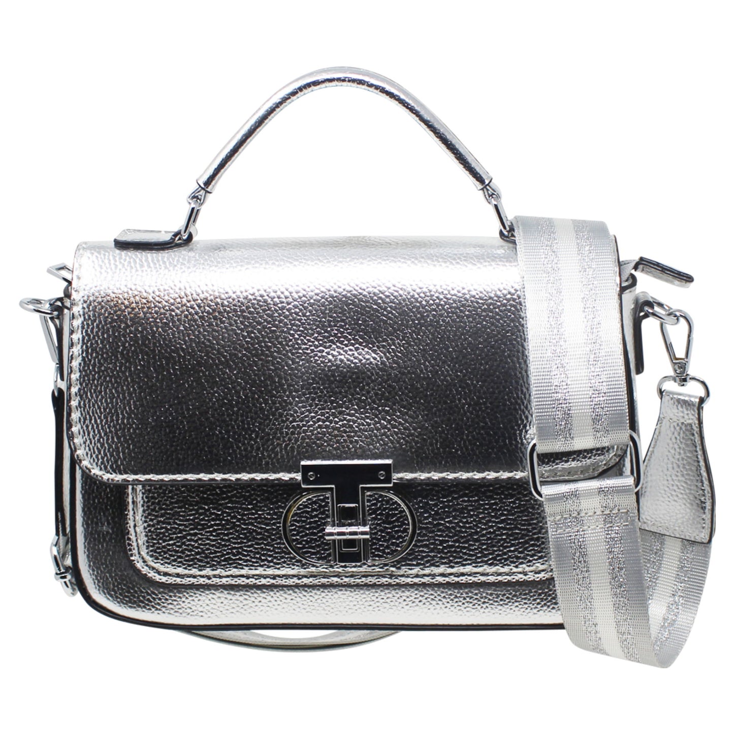 Metallic crossbody bag with changeable strap - in seven colours