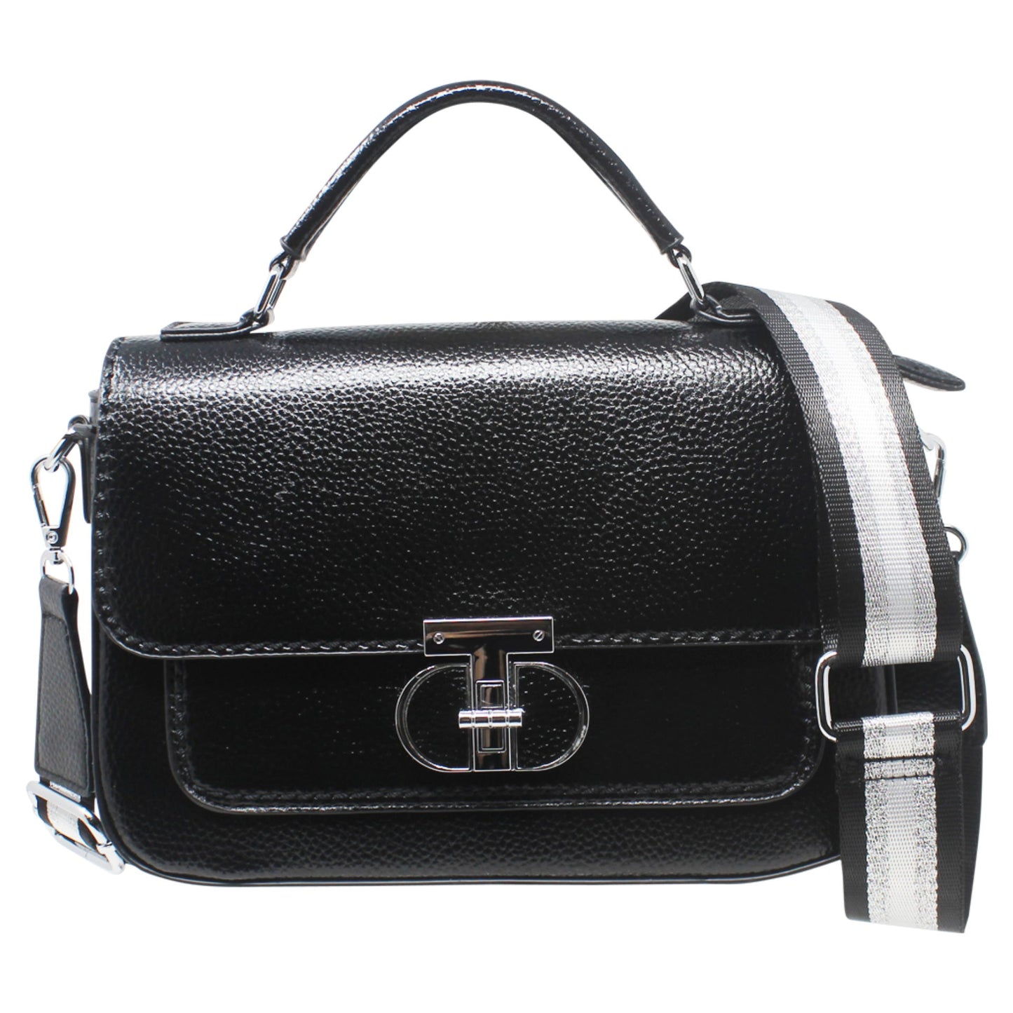 Metallic crossbody bag with changeable strap - in seven colours