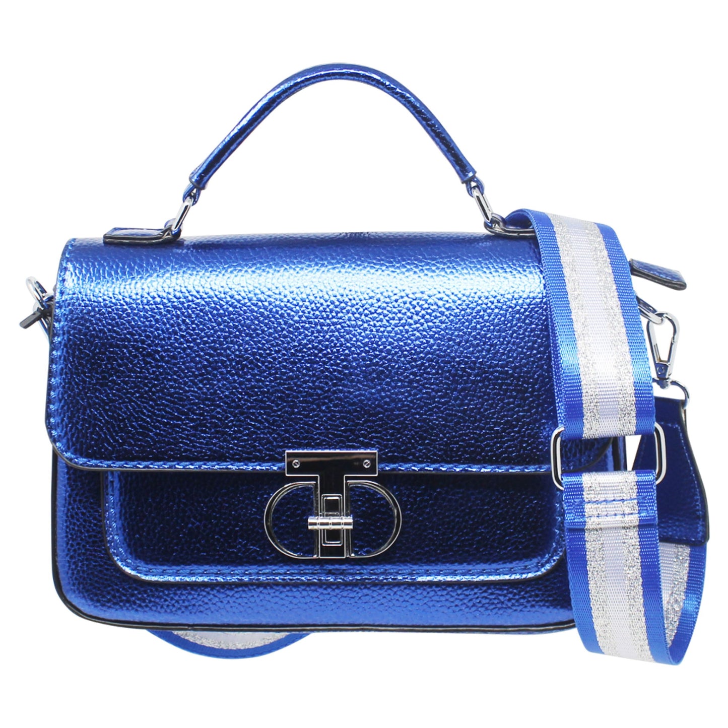 Metallic crossbody bag with changeable strap - in seven colours