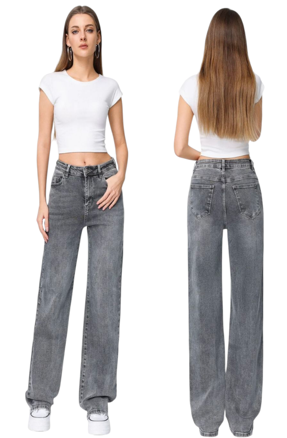 Regular to plus sized wideleg stretch jean in two colours