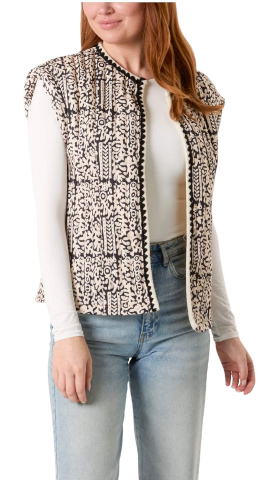 Quilted gillet in navy and stone