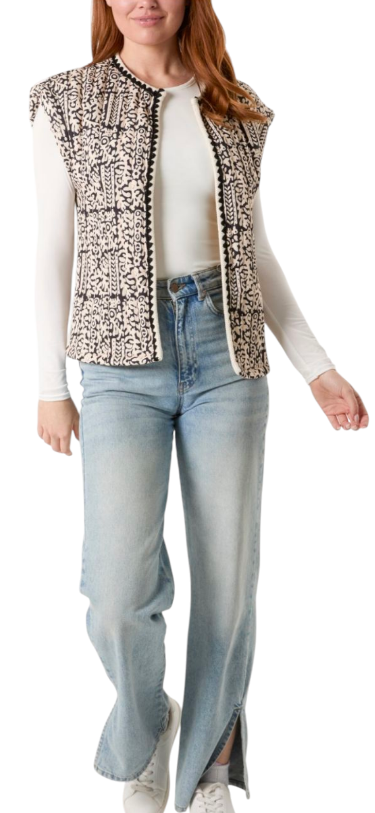 Quilted gillet in navy and stone