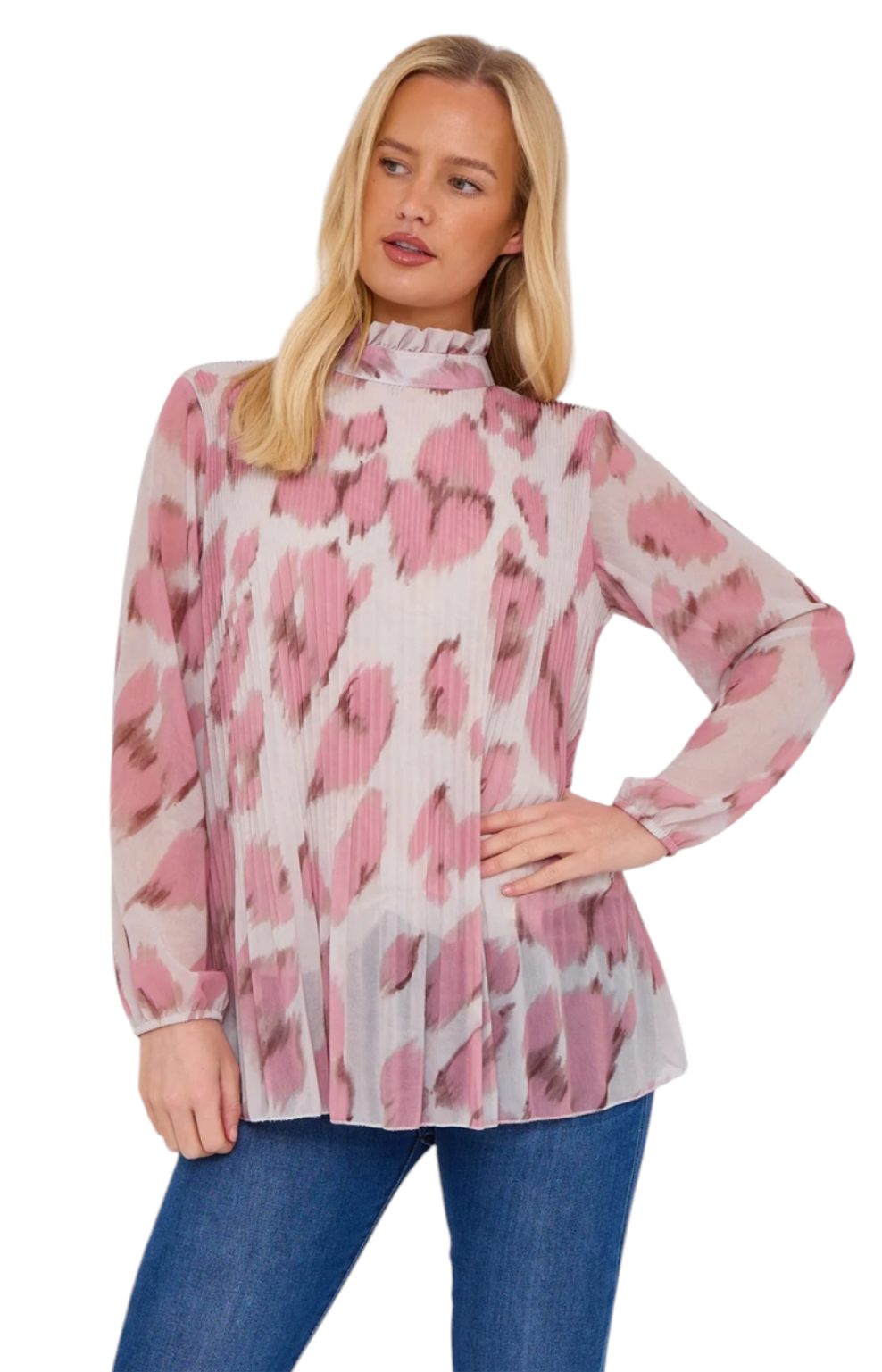 Leopard printed blouse in pink and brown
