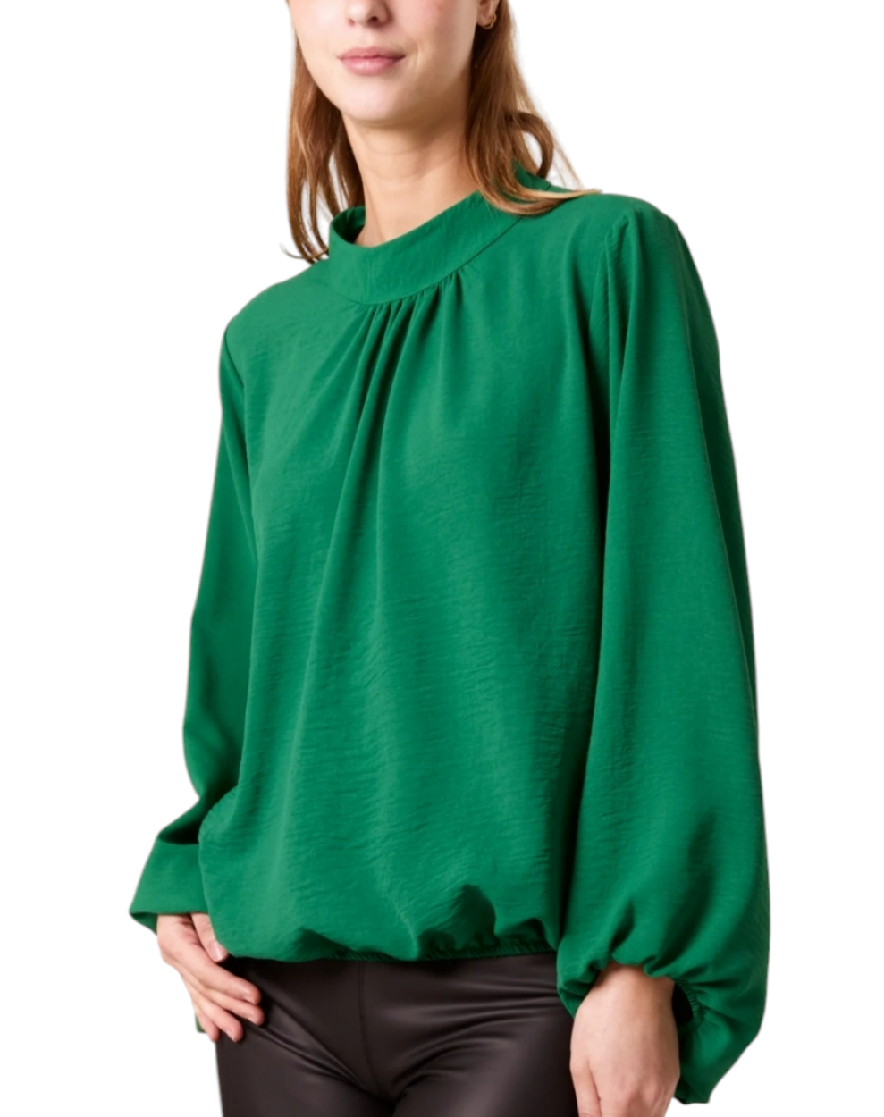 Bubble hem blouse in cream, blue, pink and green