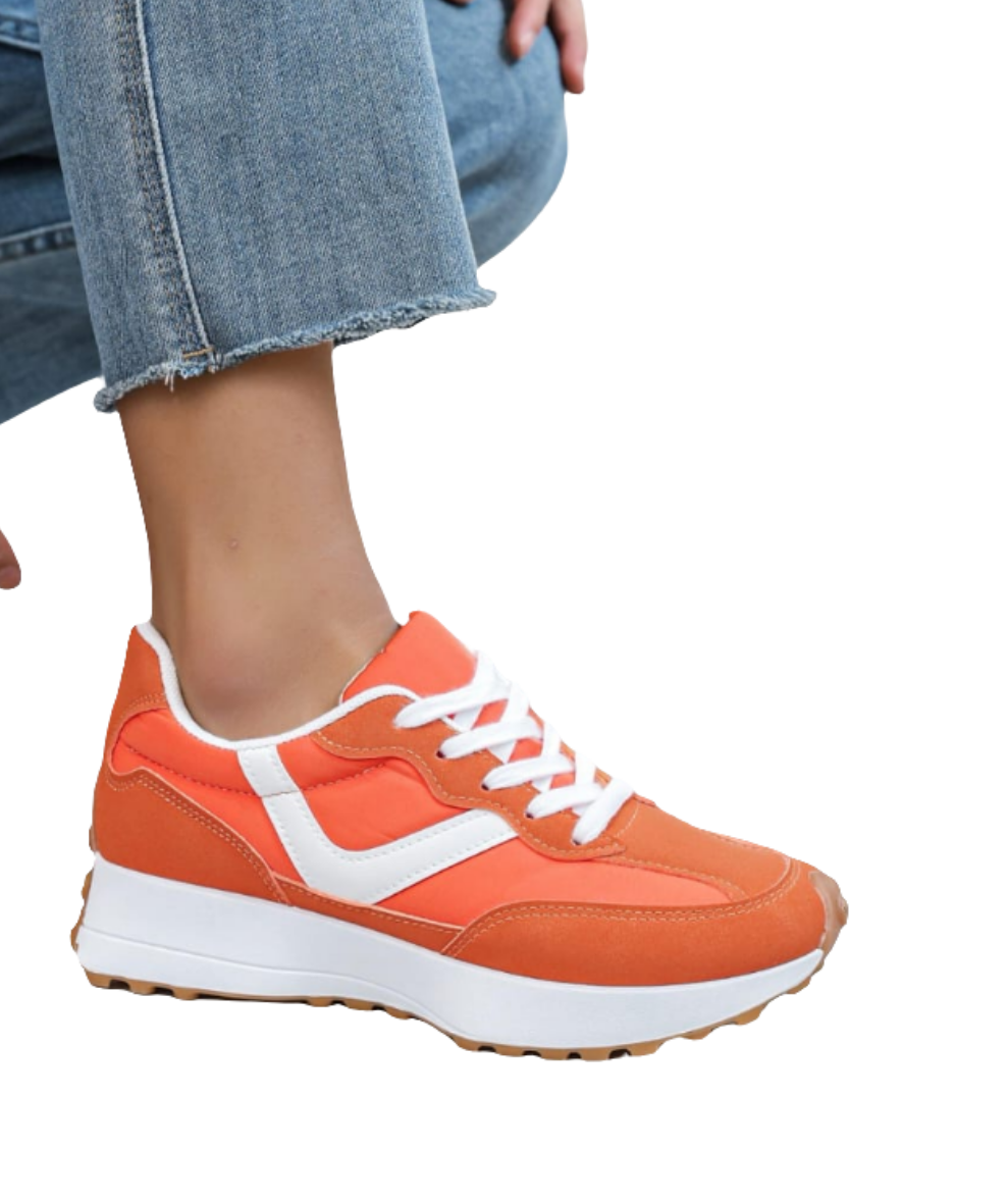 V trainer in orange and green