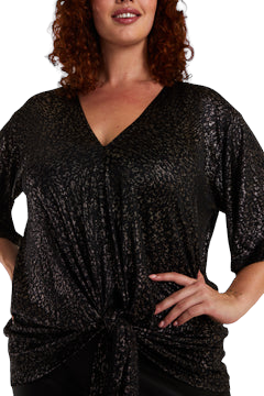 Metallic Leopard front tie top