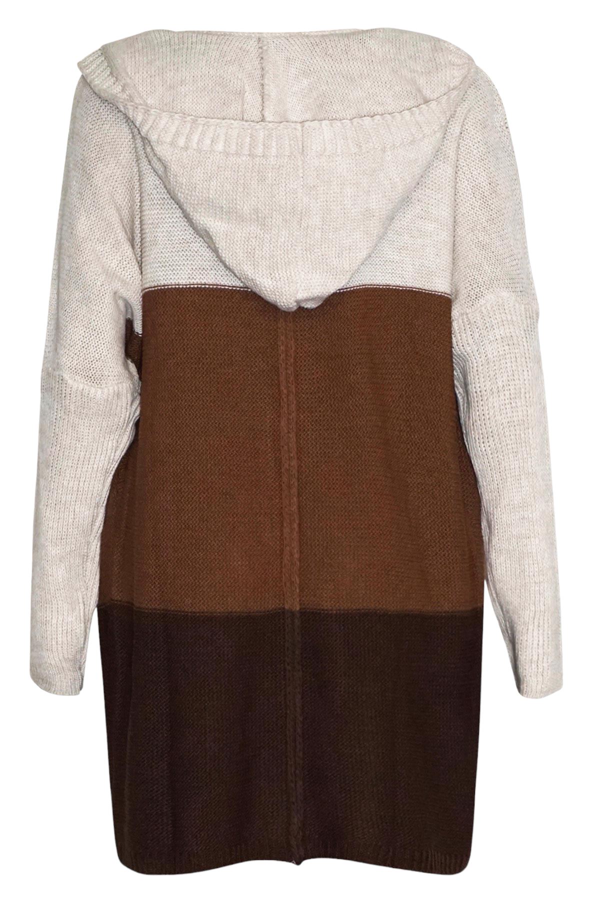 Colour Block brown Hooded cardi