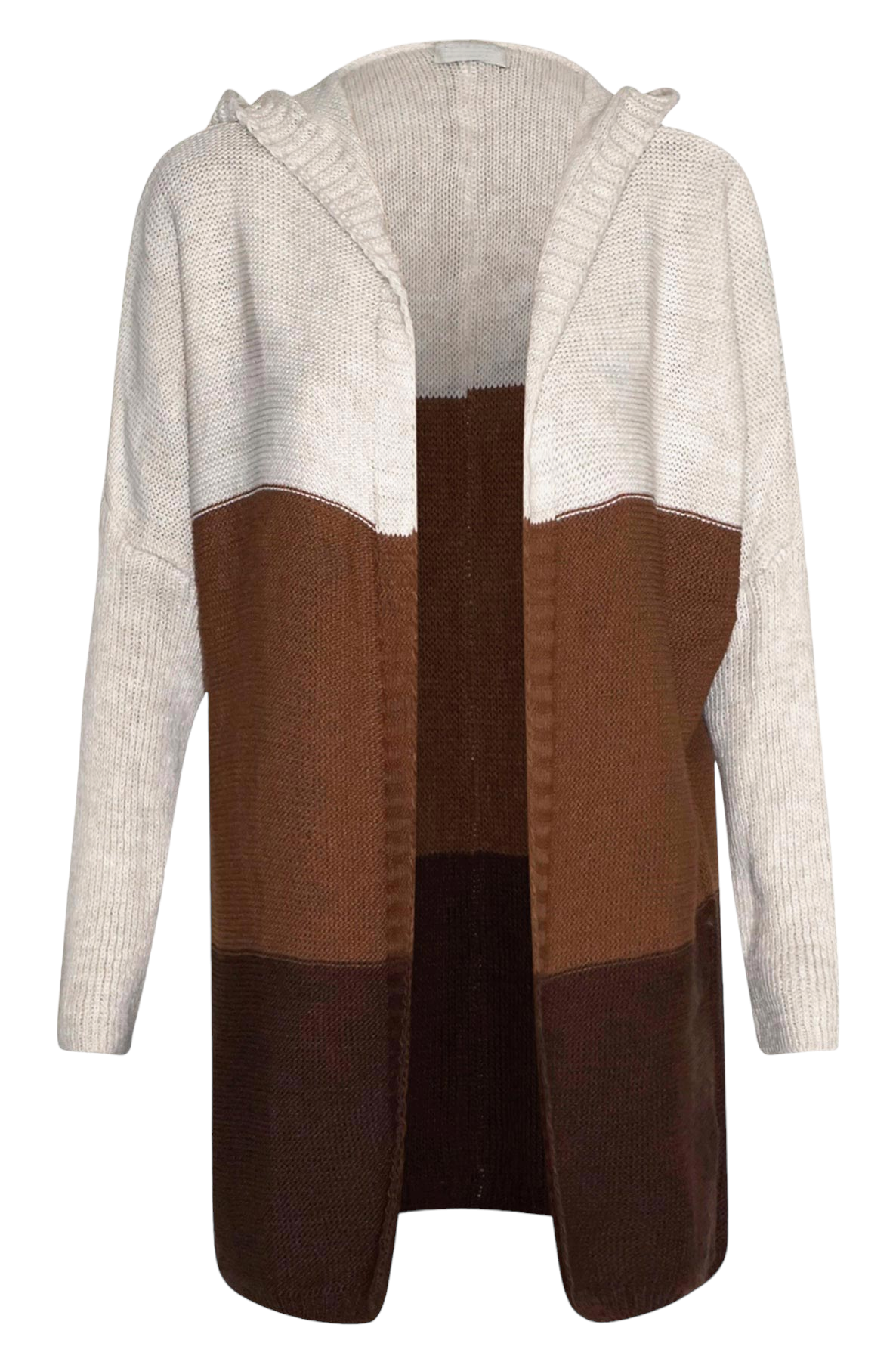 Colour Block brown Hooded cardi