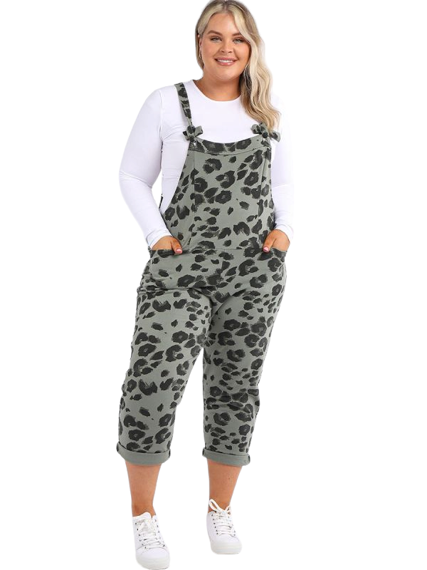 Curve Jules Dungarees in leopard print - various colours