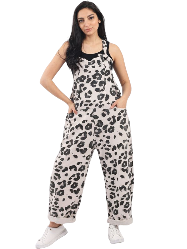 Curve Jules Dungarees in leopard print - various colours