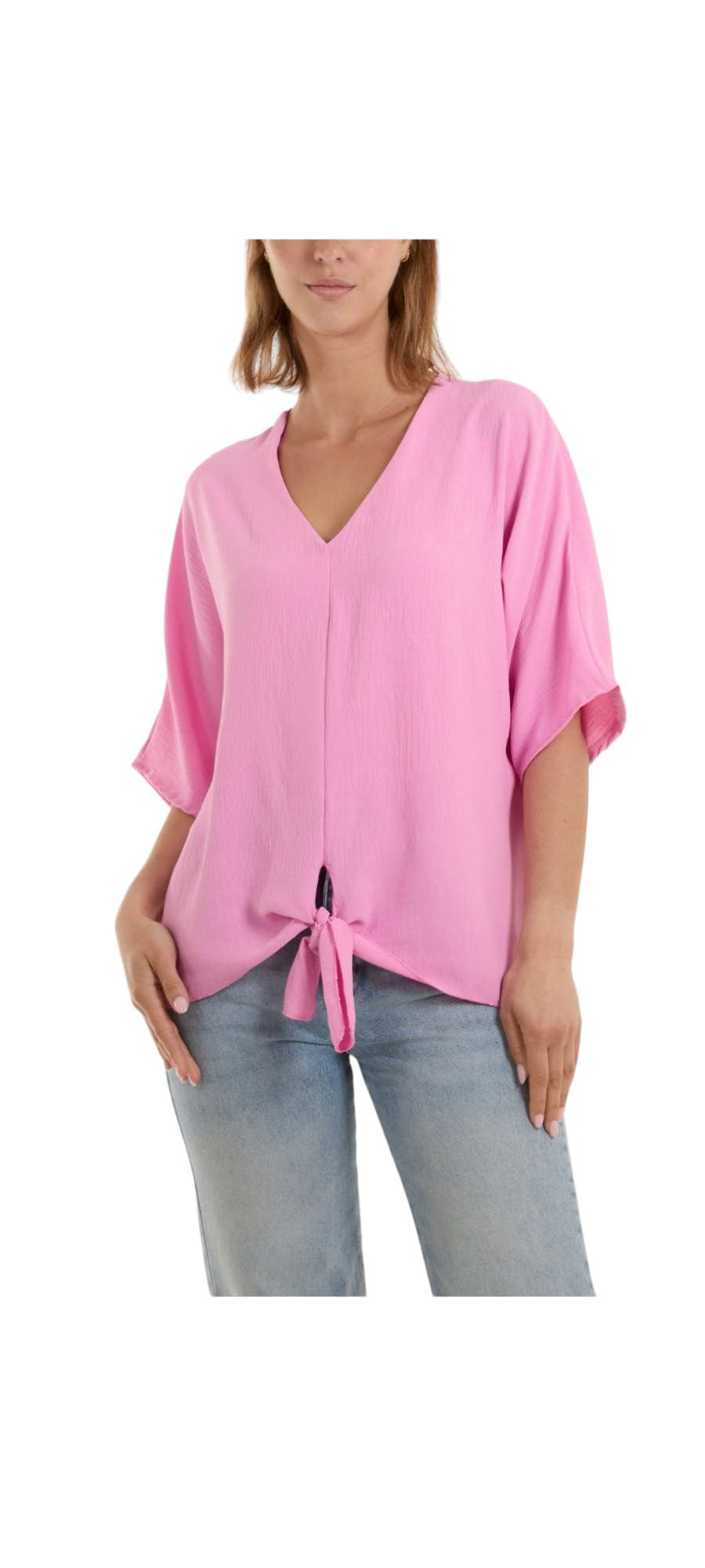 V-neck tie front blouse