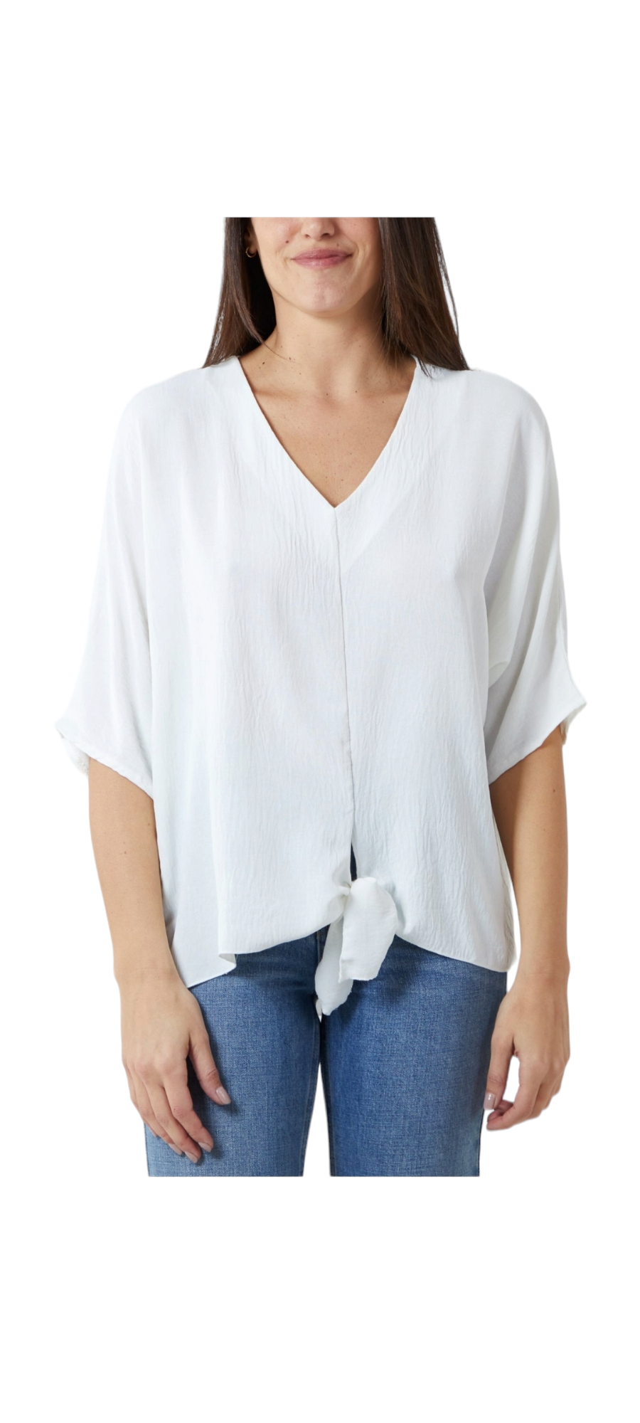 V-neck tie front blouse