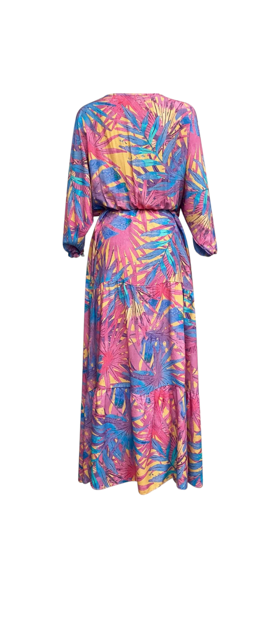 Yellow tropical batwing maxi dress