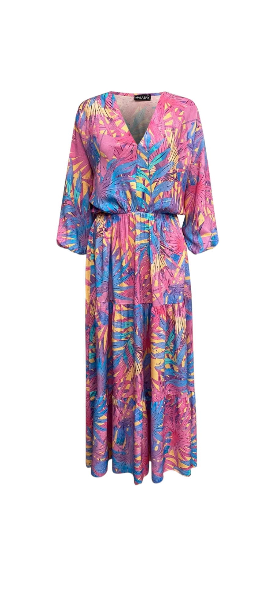 Yellow tropical batwing maxi dress