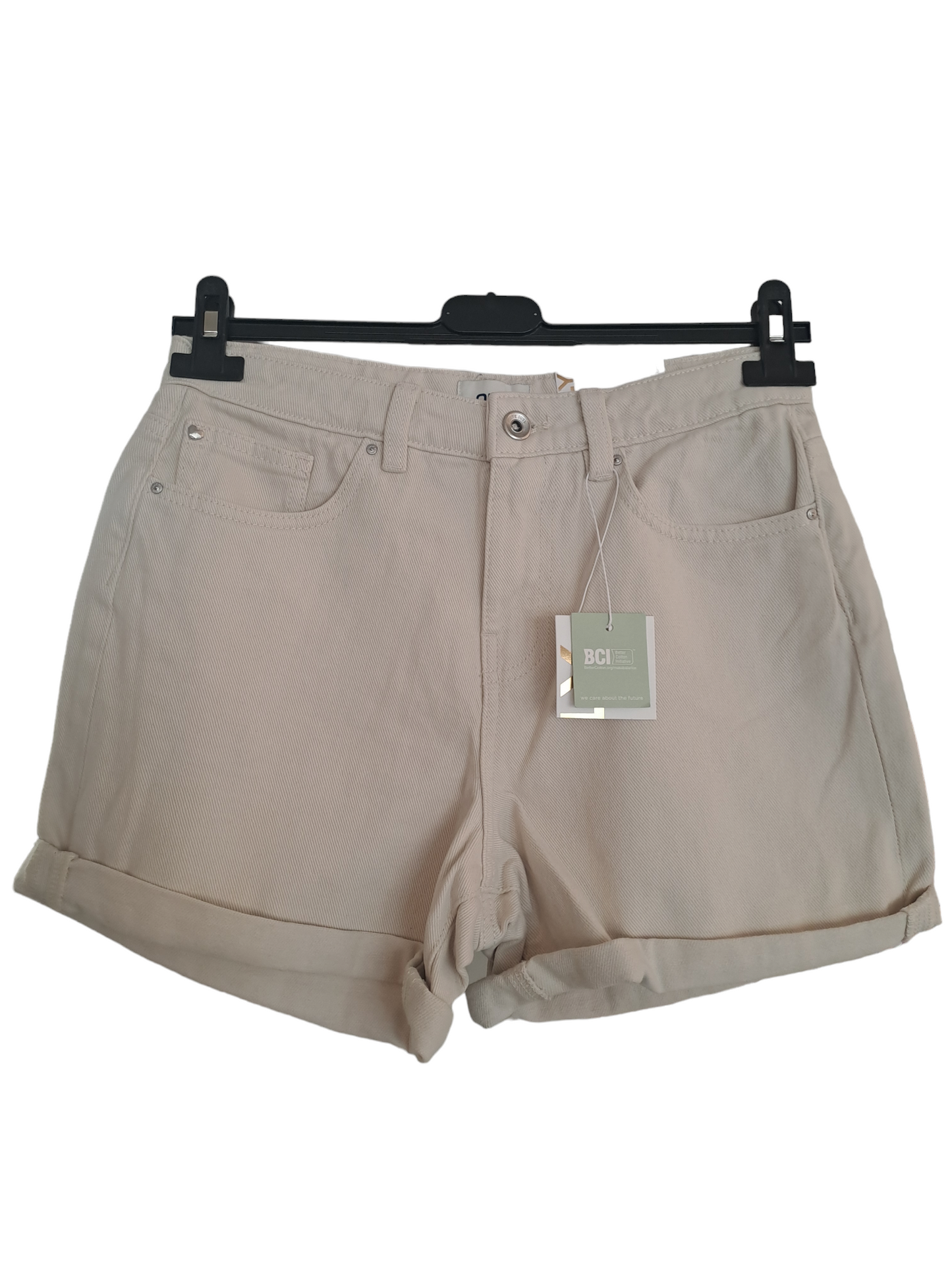 Stone denim shorts with turnup