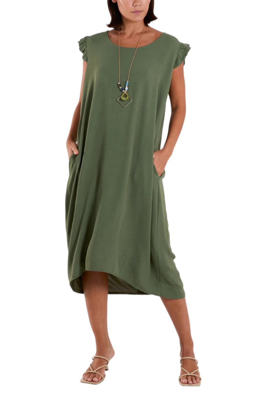 Suzie dress with pockets and back buttons - in five colours