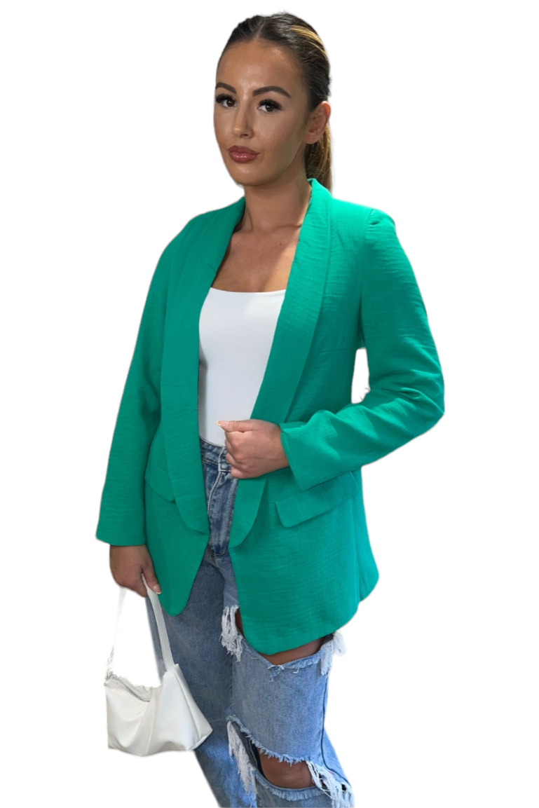 Green linen look jacket
