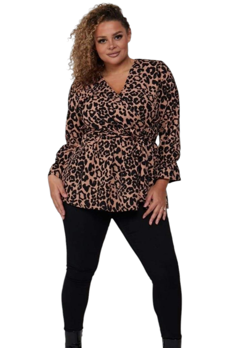 Curve range leopard wrap top
