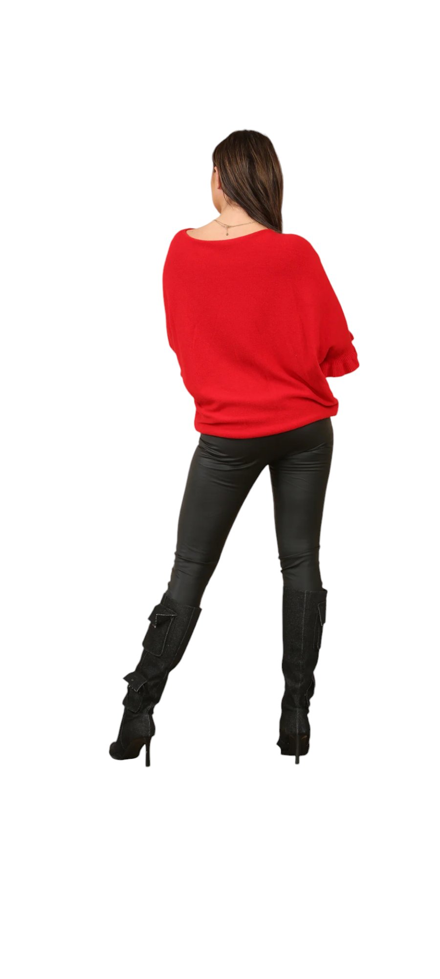 Frill sleeve batwing jumper - in various colours