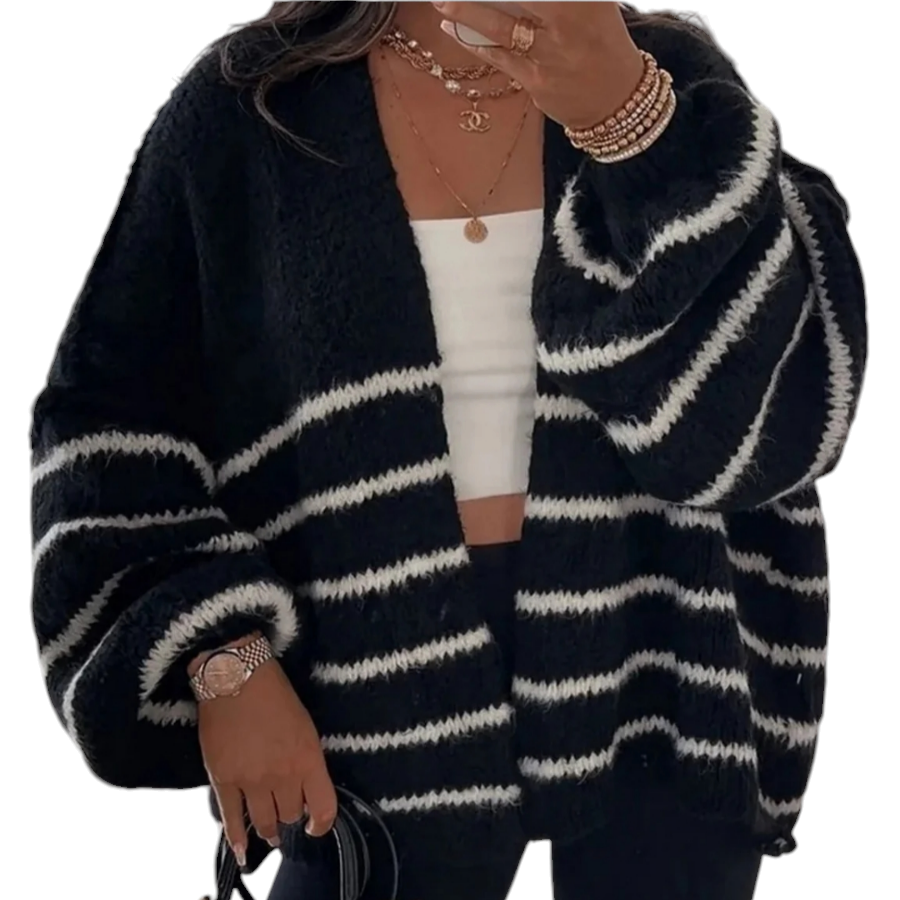 Fluffy Jo striped cardigan in two colours