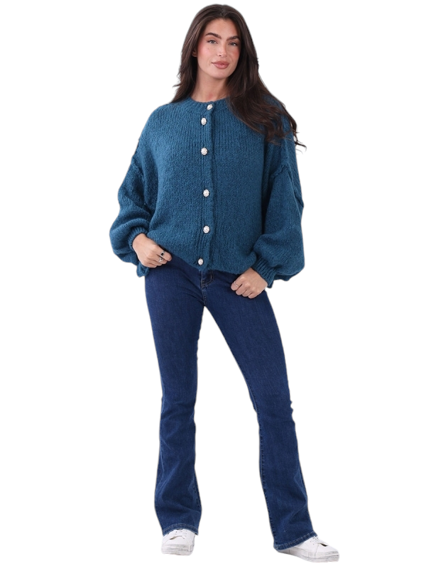 Gold pearl button cardigan in five colours