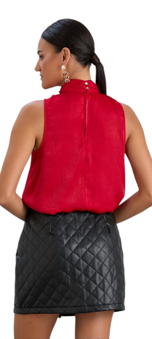 Red satin halter neck top