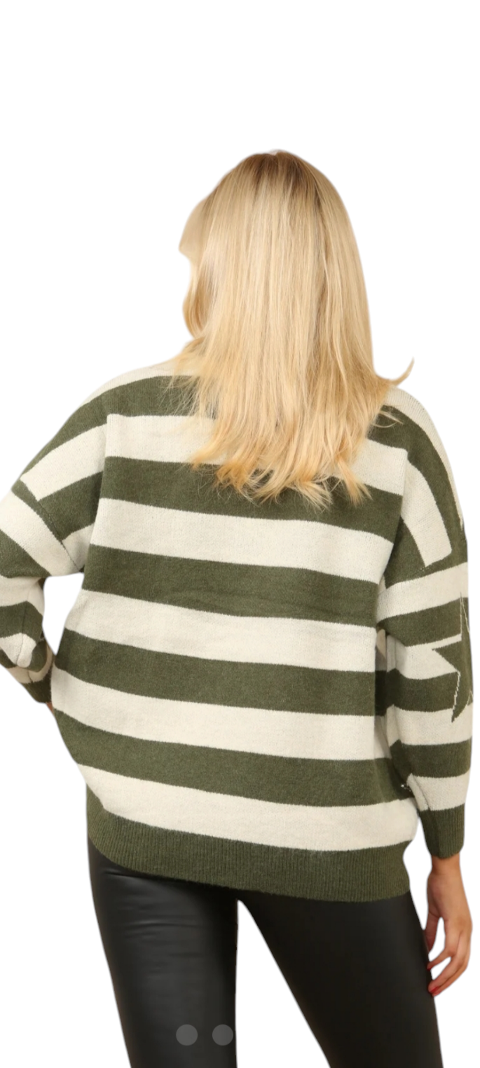 Crystal star striped jumper - in two colours