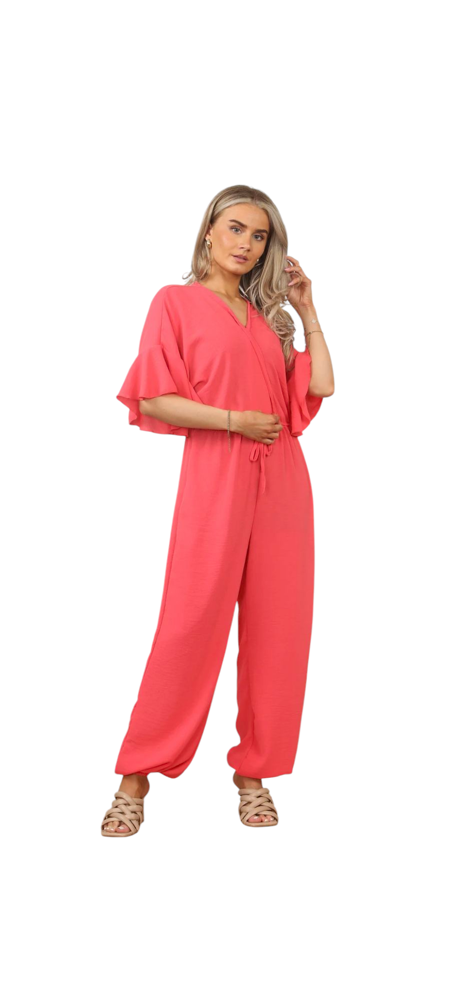 Suzie jumpsuit with frill sleeve in four colours