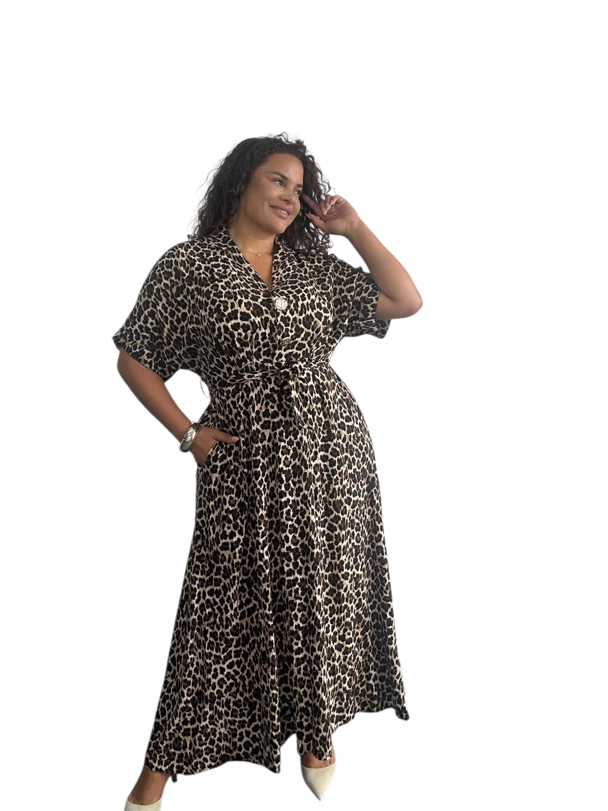 Curve maxi shirt dress in leopard and zebra