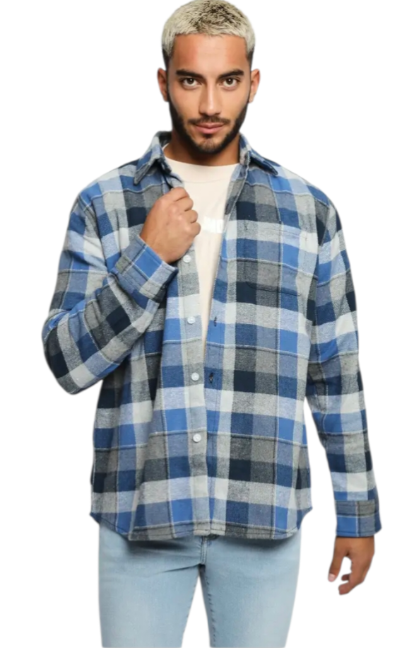 Blue checked flannel shirt