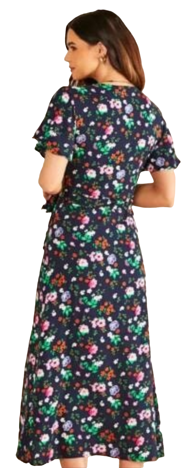 Navy floral wrap dress