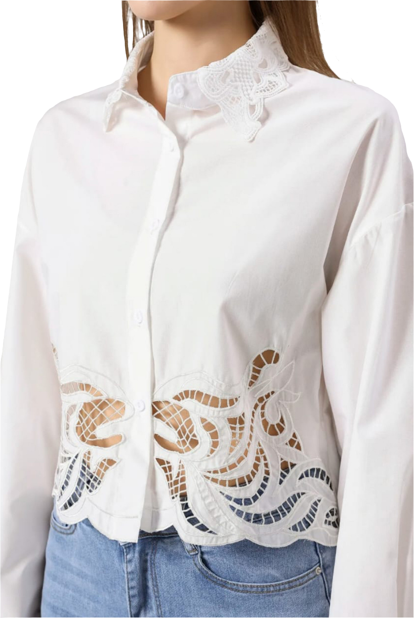 Cut out cropped shirt in white and black