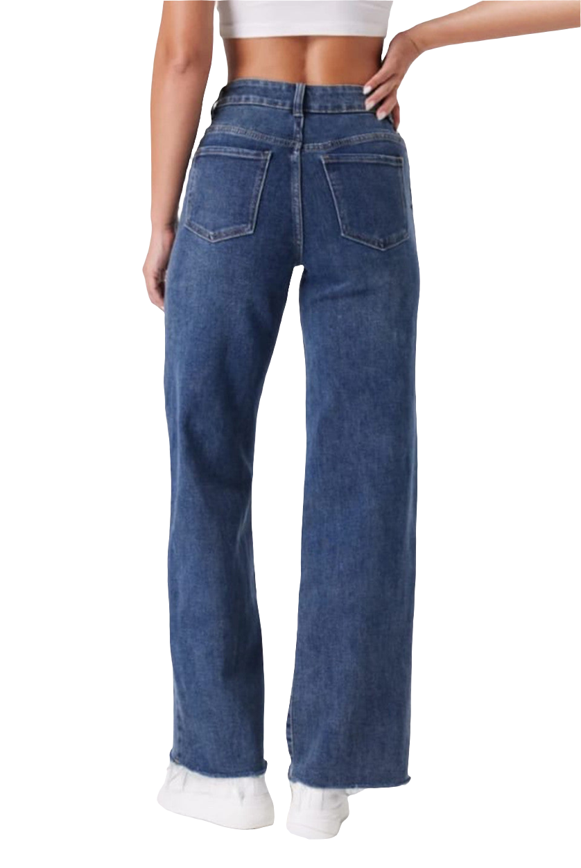 Mid denim wideleg stretch jeans