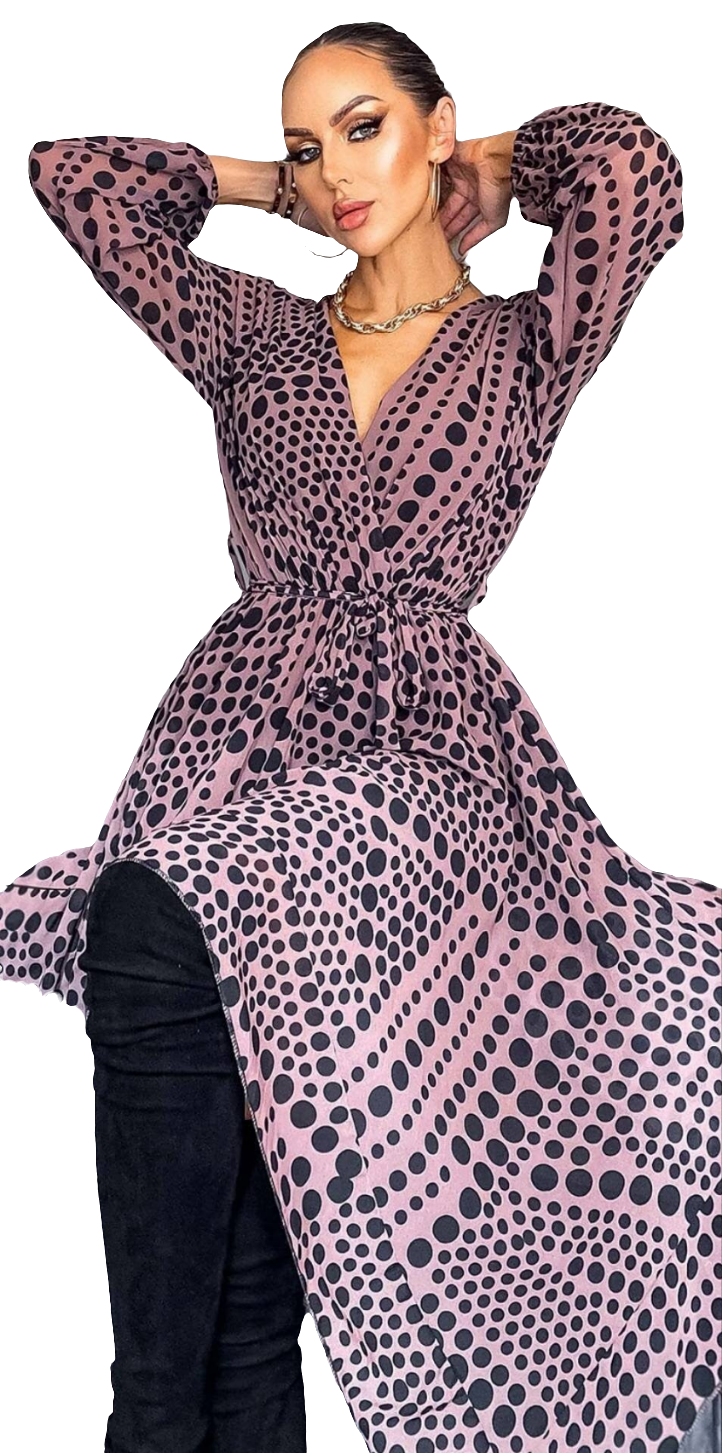 Blush dress with black spots
