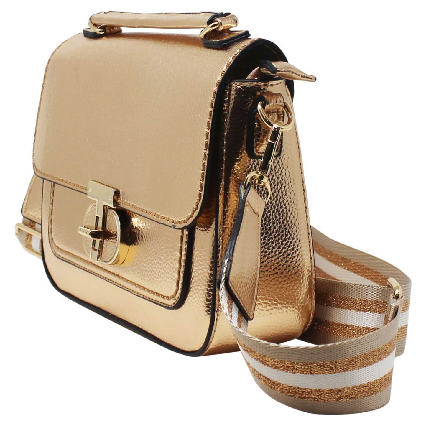 Metallic crossbody bag with changeable strap - in seven colours