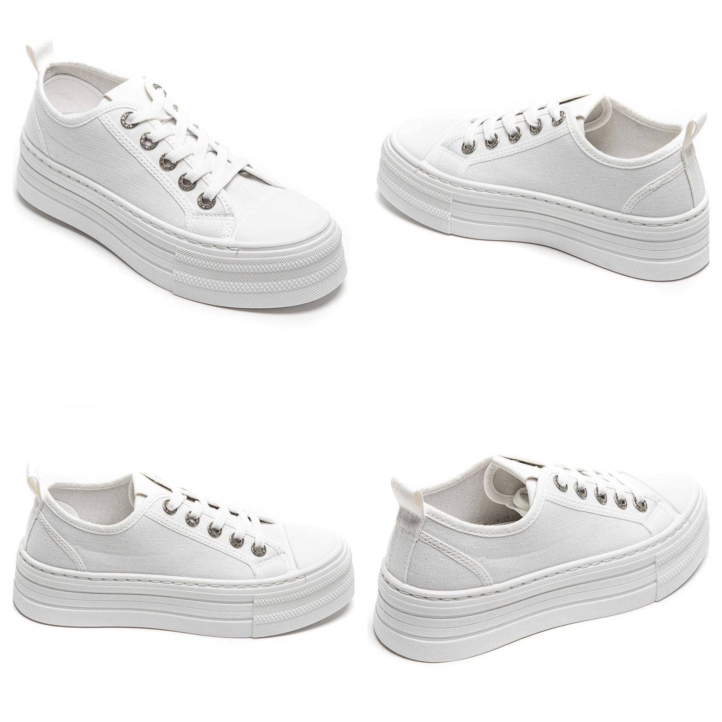 Platform trainer with diamanté eyelets in white