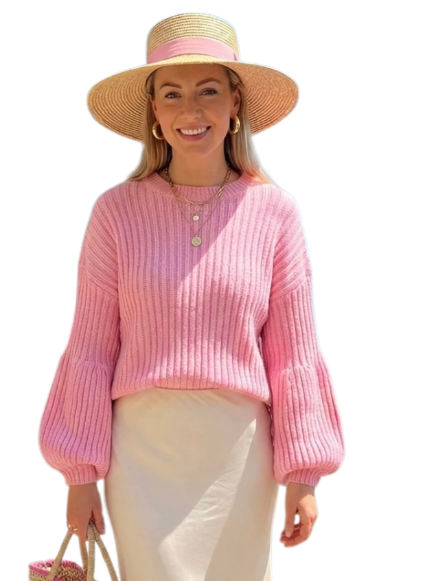 Soft ribbed balloon sleeve jumper in eight colours