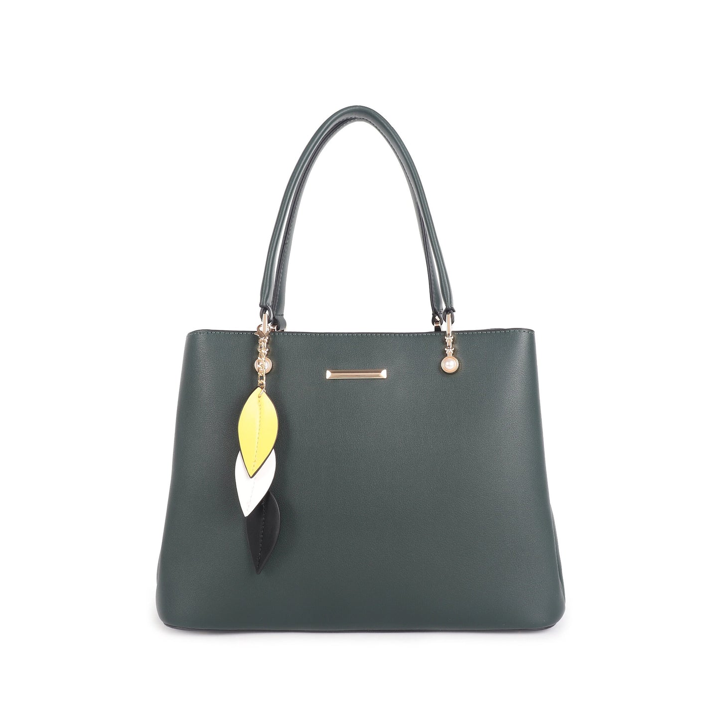 This stylish plain totebag with a leaves chain is