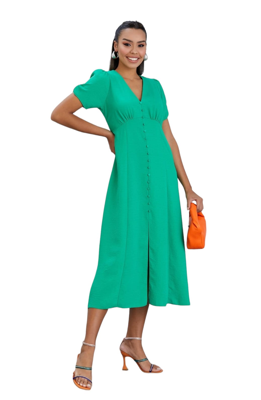 Gabby short sleeve puff sleeve dress - in two colours
