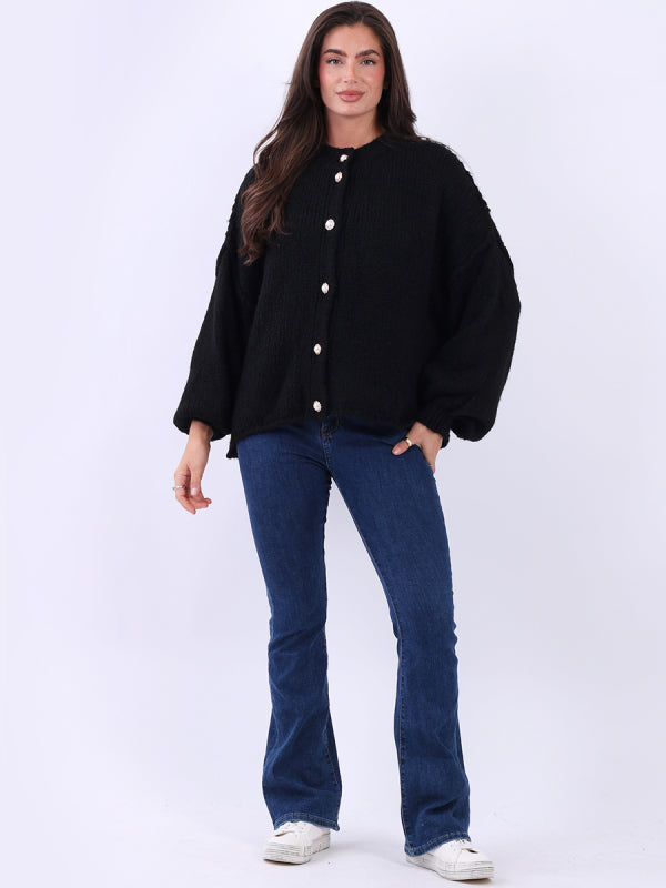Gold pearl button cardigan in five colours