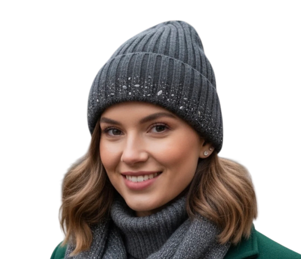 Diamanté jewel winter hat in four colours