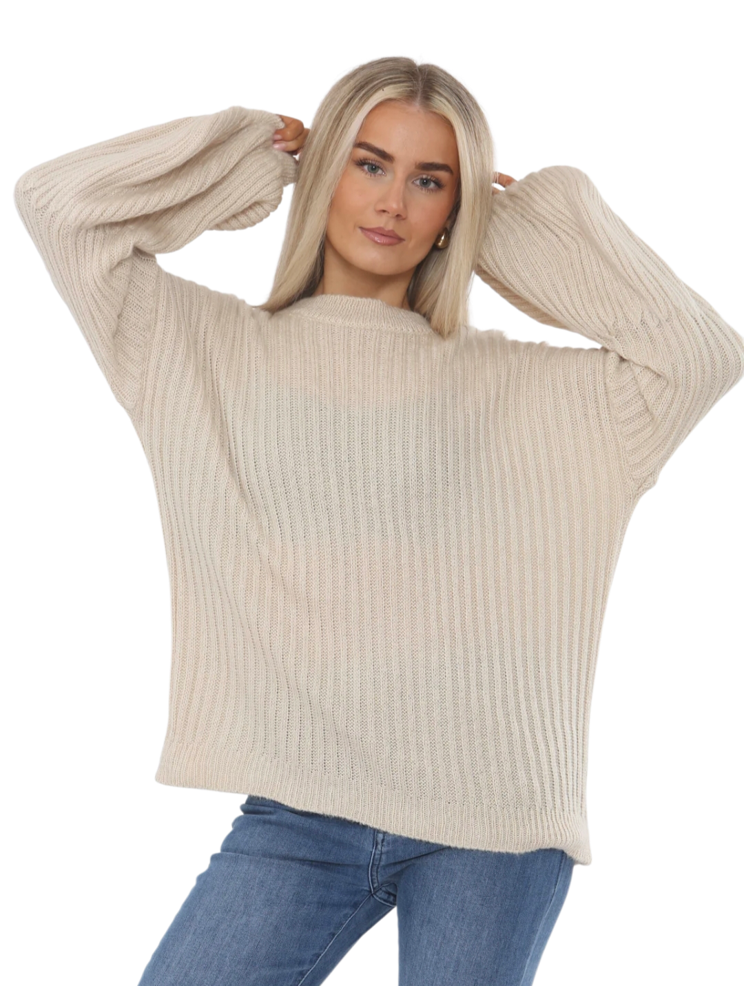 Soft ribbed balloon sleeve jumper in eight colours