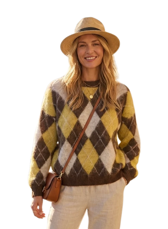 Supersoft argyle jumper in three colours