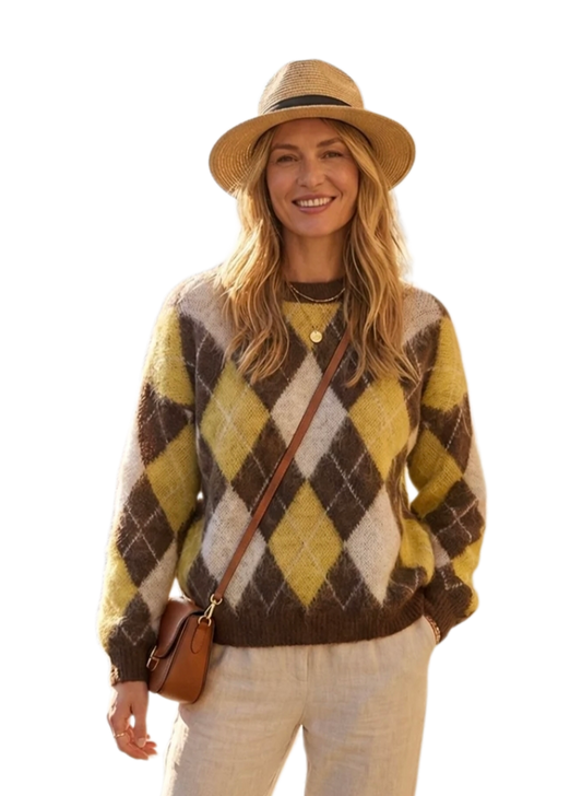 Supersoft argyle jumper in three colours