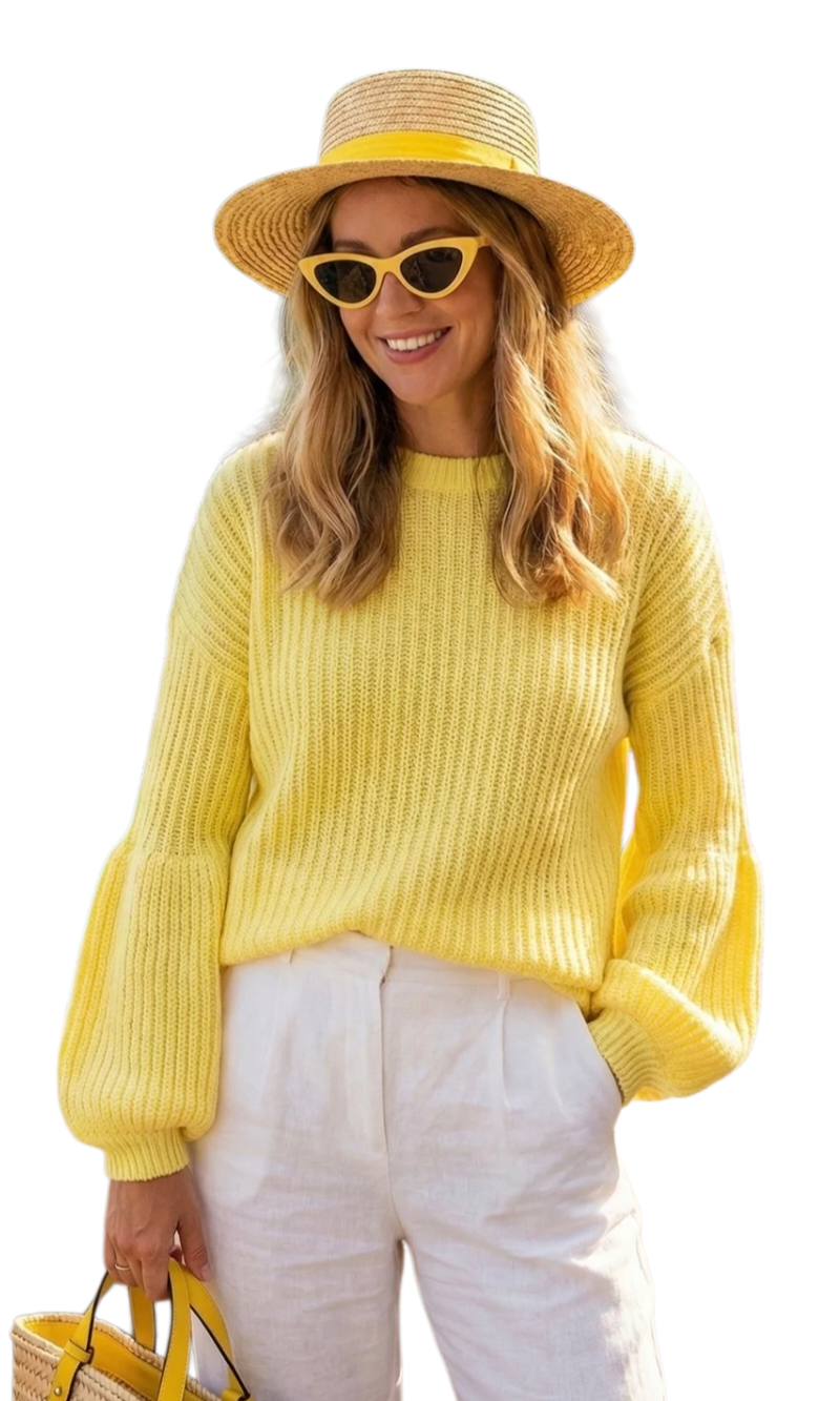 Soft ribbed balloon sleeve jumper in eight colours